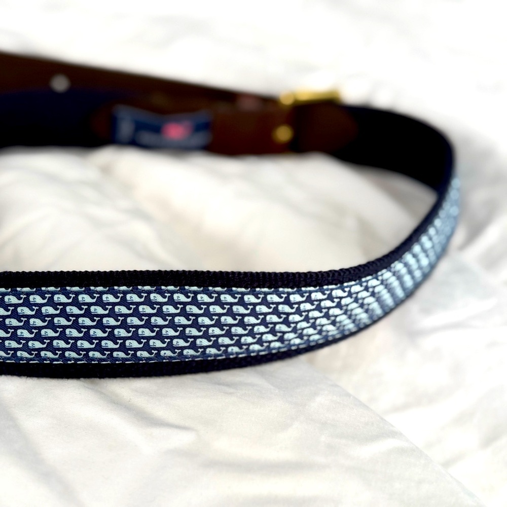 NWOT Men's Vineyard Vines Micro Whale Canvas Club Belt Size 32